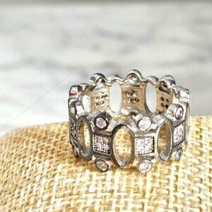 Silver-tone Ring with Rhinestones